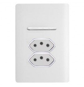 Conjunto Interruptor Paralelo + 2 Tomadas 10A 4x2 - Novara Branco Total
